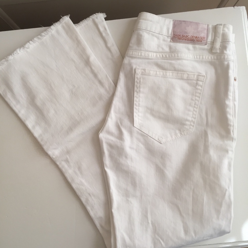 ZARA White Boot-Cut Jeans